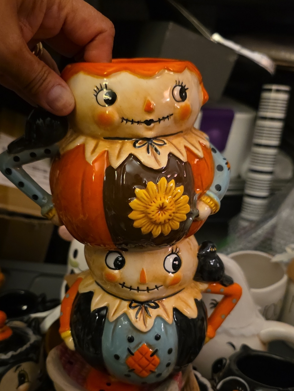 Johanna Parker Ceramic Scarecrow Mug - Orange & Black